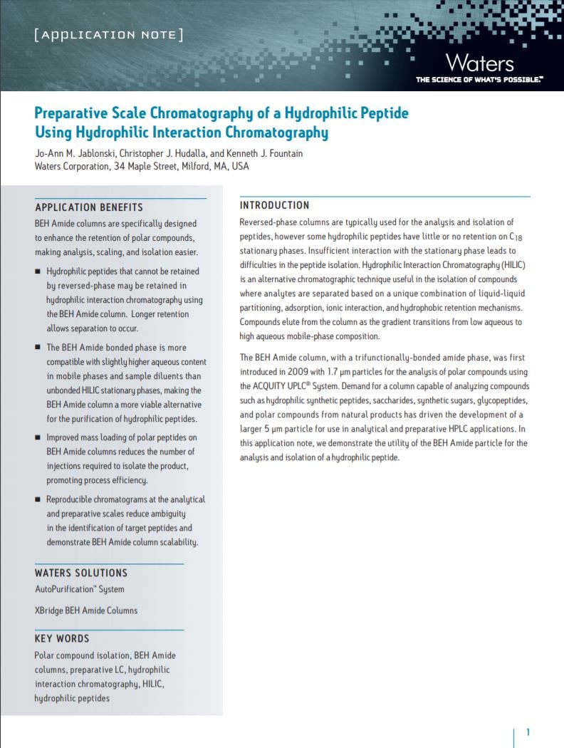 Preparative Scale Chromatography of a Hydrophilic Peptide