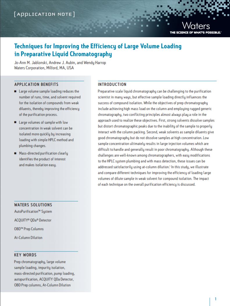 Techniques of improving the efficiency of large volume loading