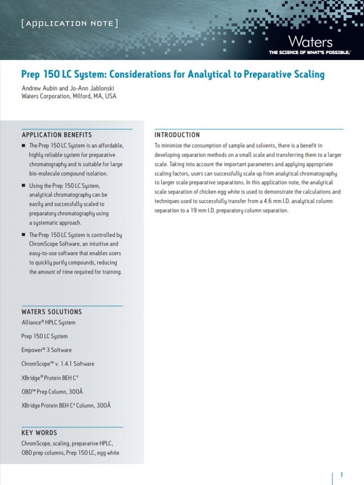 Considerations for Analytical to Preparative Scaling