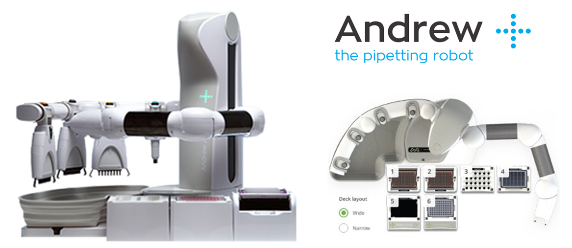 Andrew+ pipetting robot operated by OneLab software automates and simplifies access to critical data. 