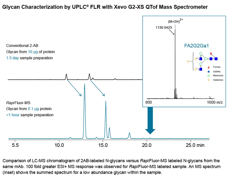 Glycan characterization by UPLC FLR-Xevo G2-XS