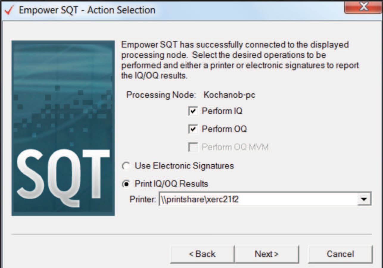 Empower SystemsQT user selection screen