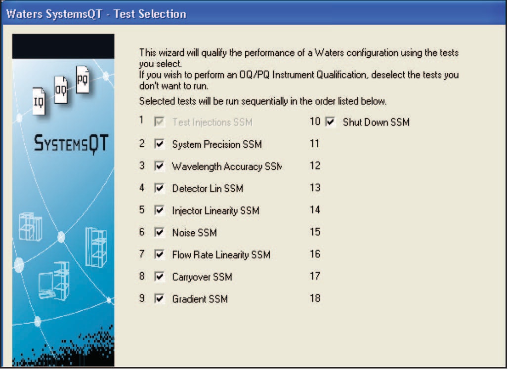 Empower SystemsQT Test Selection Screen