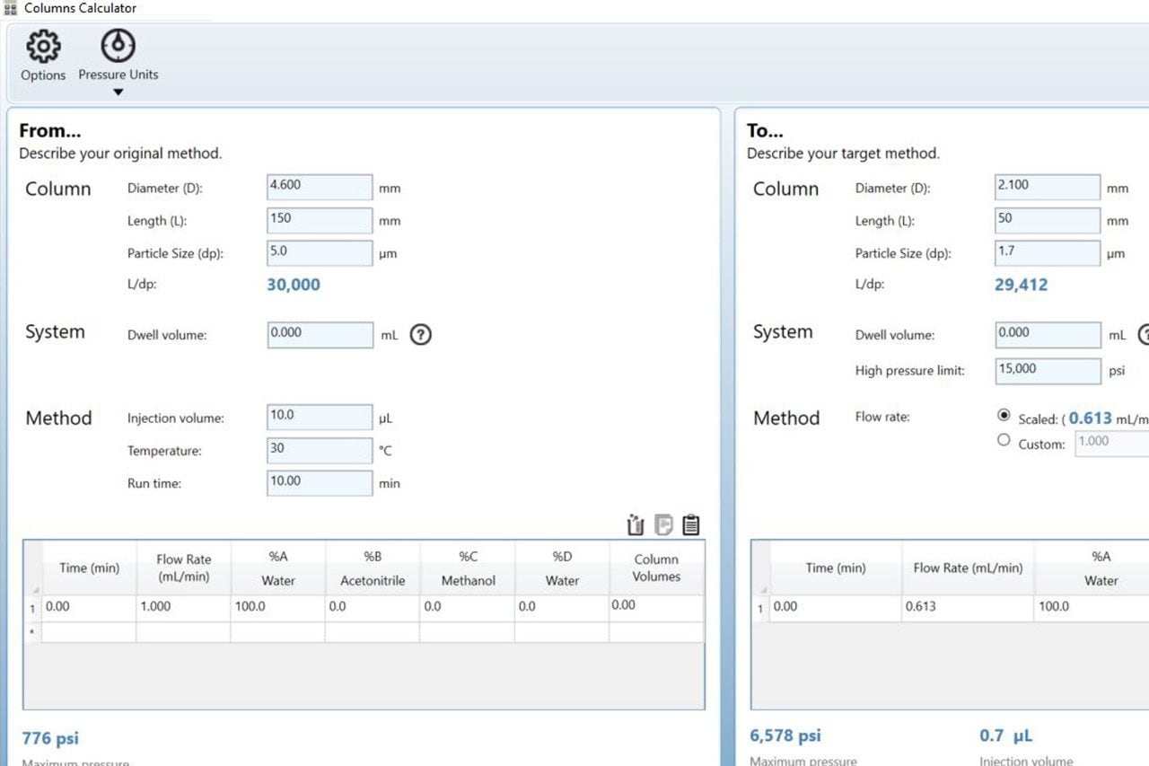 Screenshot of Column Calculator 2.0