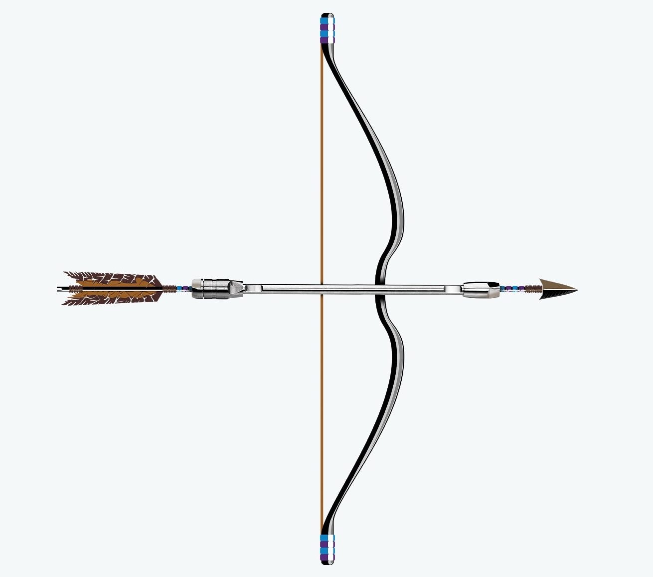 A bow and arrow with a MaxPeak Premier column as the arrow