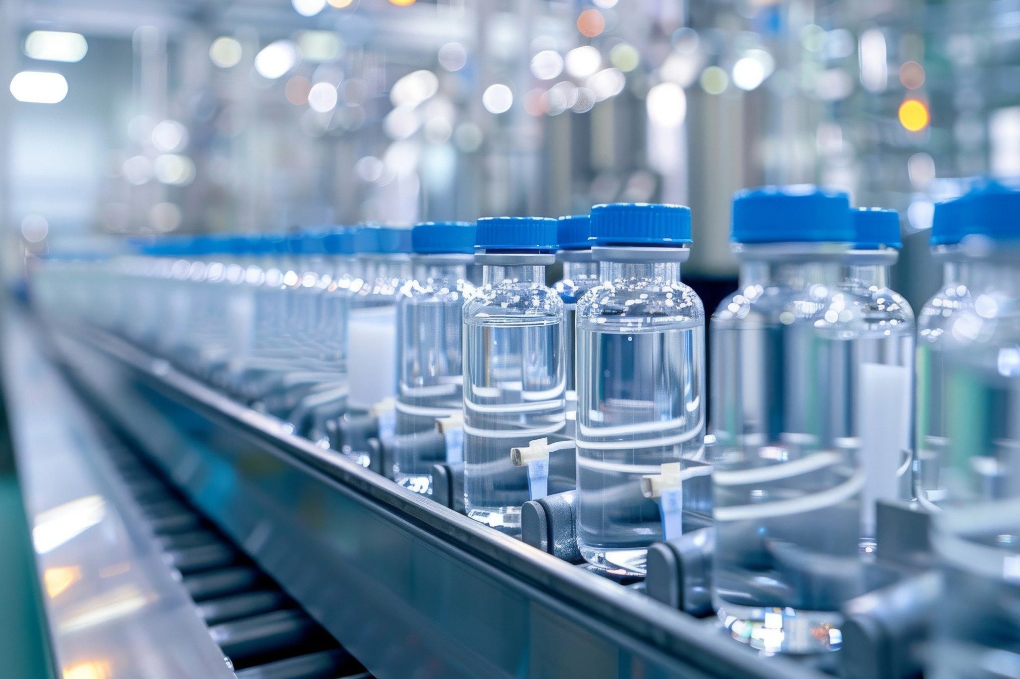 bottles lined up in lab