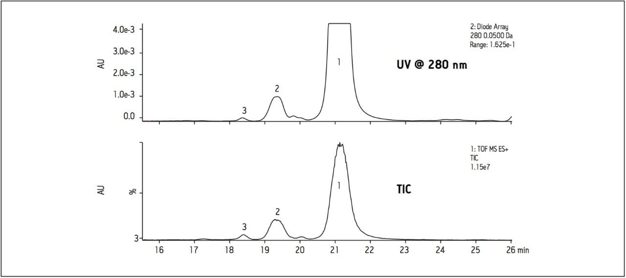 SEC-UV-MS anslysis of myoglobin monomer and aggregates