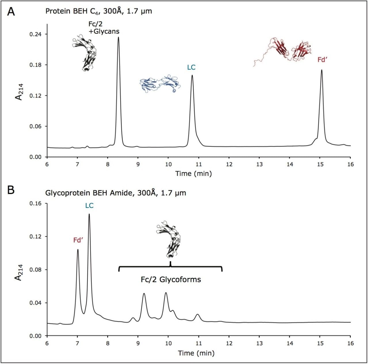 Trastuzumab subunit separations