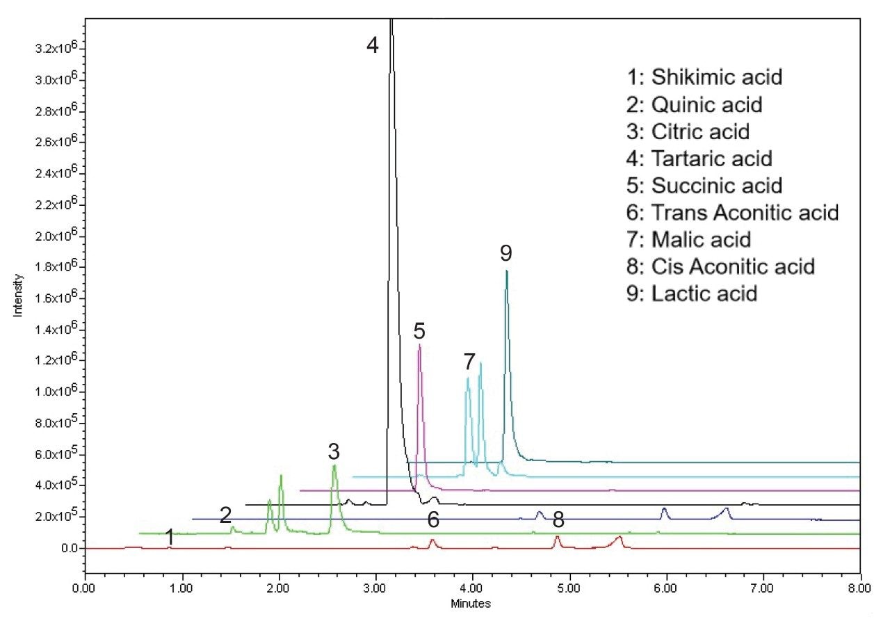 Organic acids analysis of red wine sample using the ACQUITY Premier CSH Phenyl-Hexyl Column