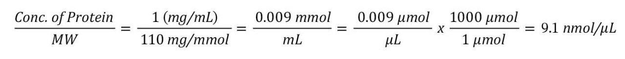 Convert mg/mL concentration of stock to molar concentration of amino acids