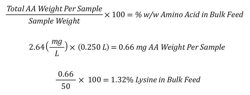 Convert the reported weight of each amino acid %weight