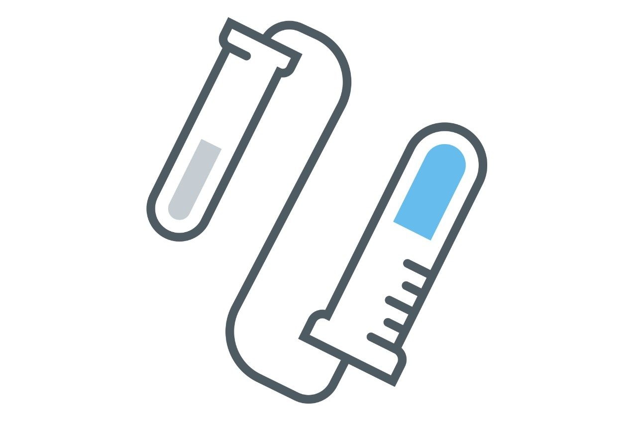 line drawing of test tubes connected by a line