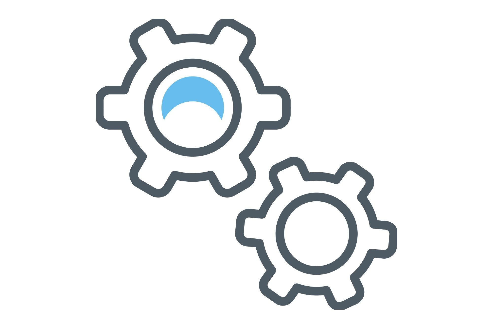 Simple line drawing of two gears