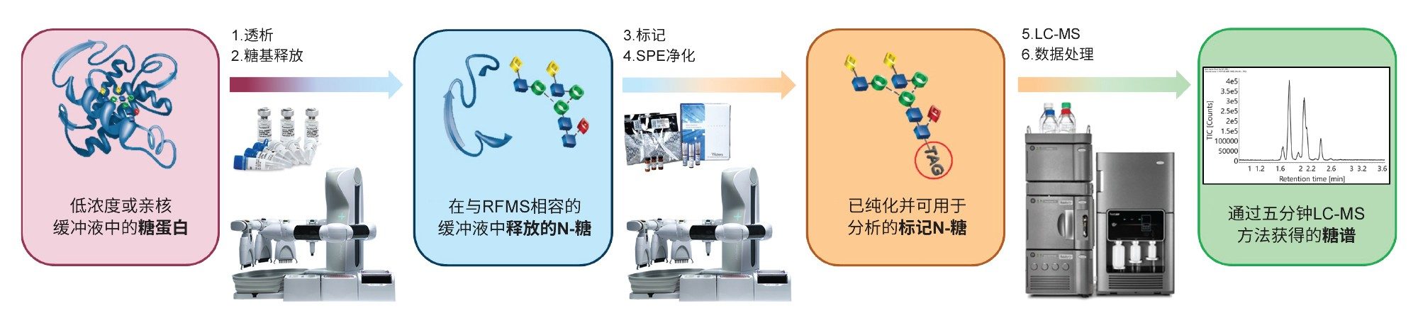 以低浓度自动制备标记N-糖样品的工作流程